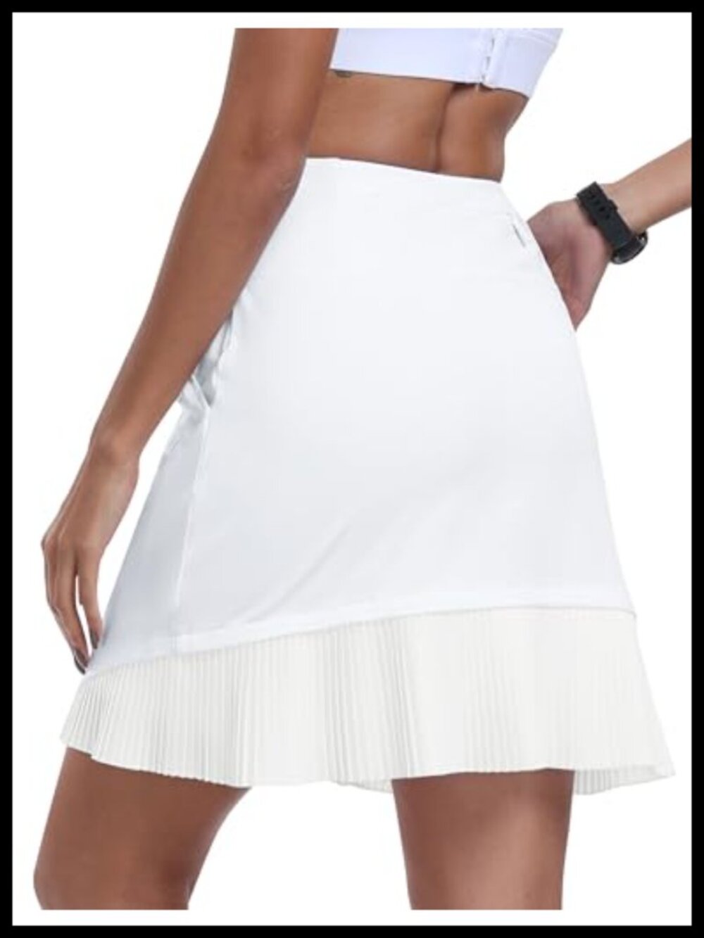 Women's High Waisted Knee Length Athletic Skort with Pockets and Built-in Shorts